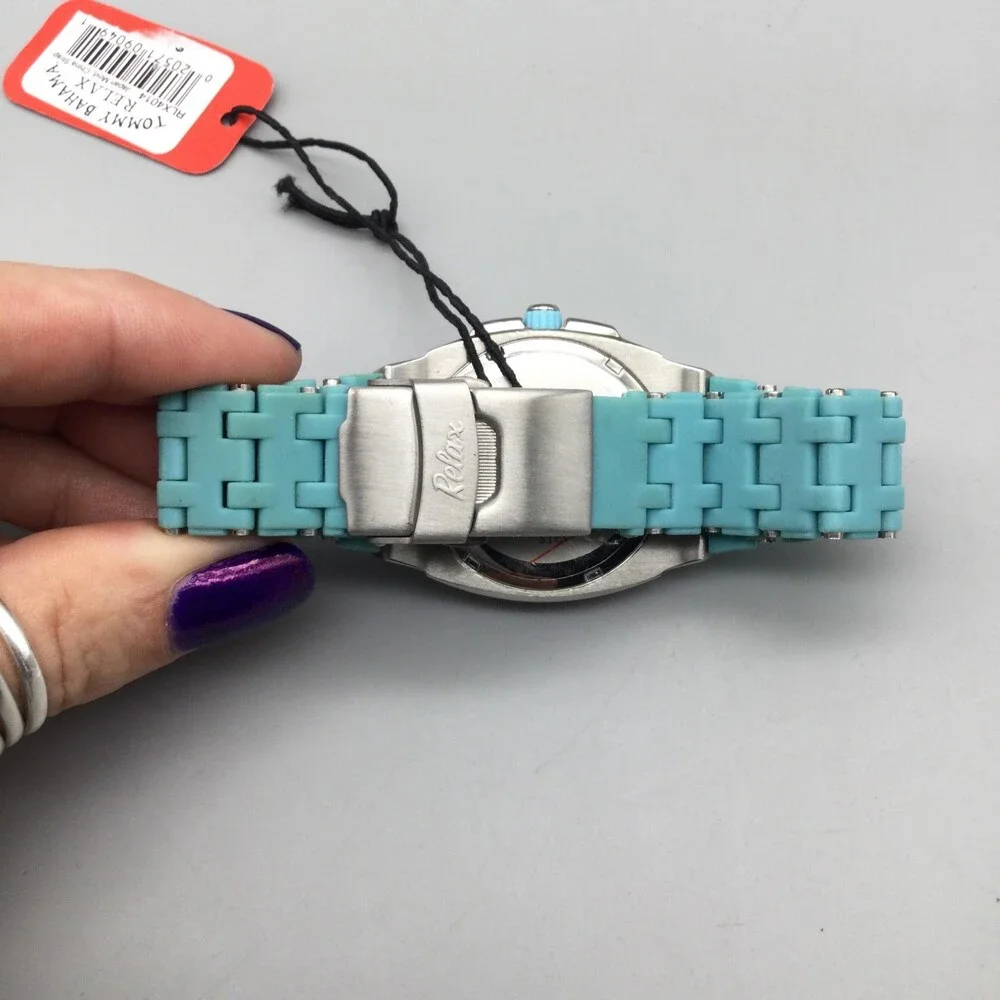 Tommy Bahama Relax Womens Watch 36mm White Dial Silicone Date New Battery 7